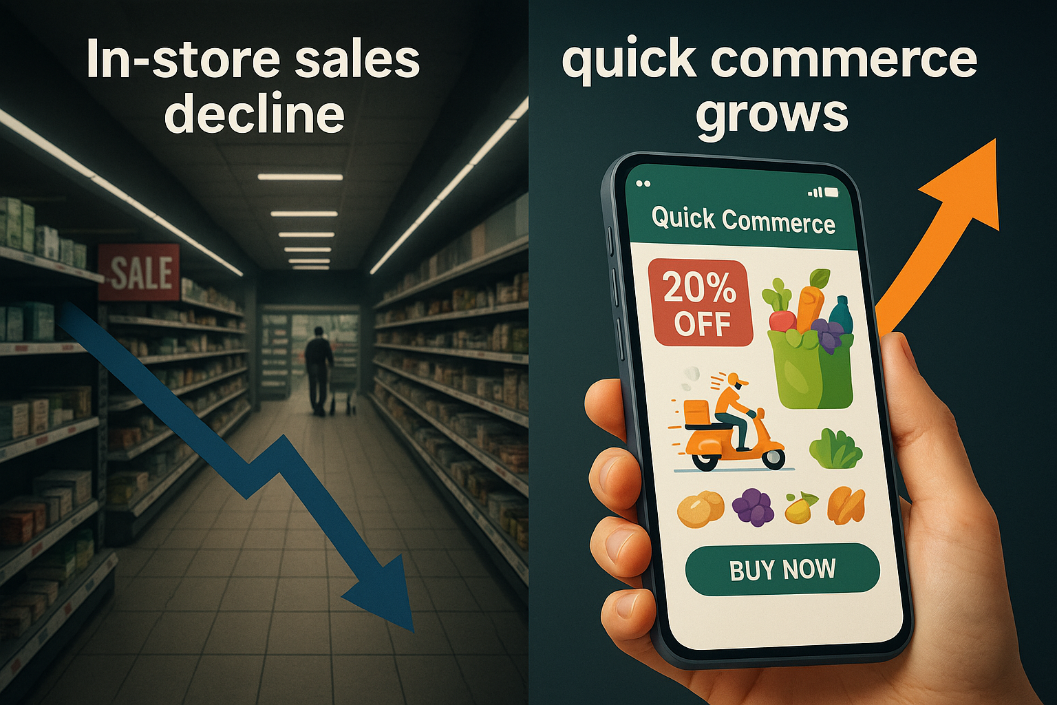 Graph showing drop of in-store sales